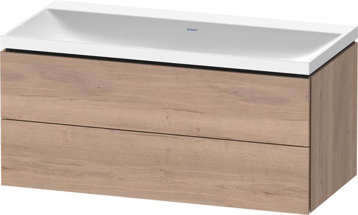 Duravit L-Cube c-shaped Ensemble suspendu, 2 tiroirs, sans trop-plein, sans trou pour robinetterie