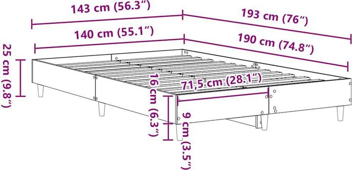 Actual product image vidaXL Bettgestell (140 x 190 cm)
