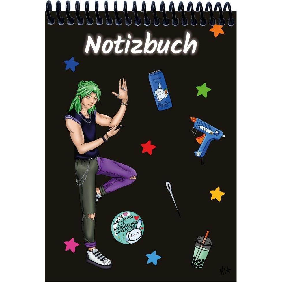 E & Z, Heft + Block, A 5 Notizbuch Manga Quinn, schwarz, bla (A5, Blanko)