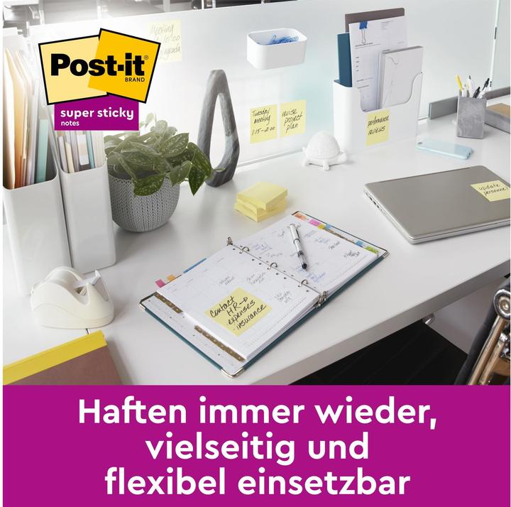 Produktbild Post-it Haftnotizwürfel Super Sticky 76x45x76 mm (BxHxT) gelb 270 Bl. (76 x 76 mm)