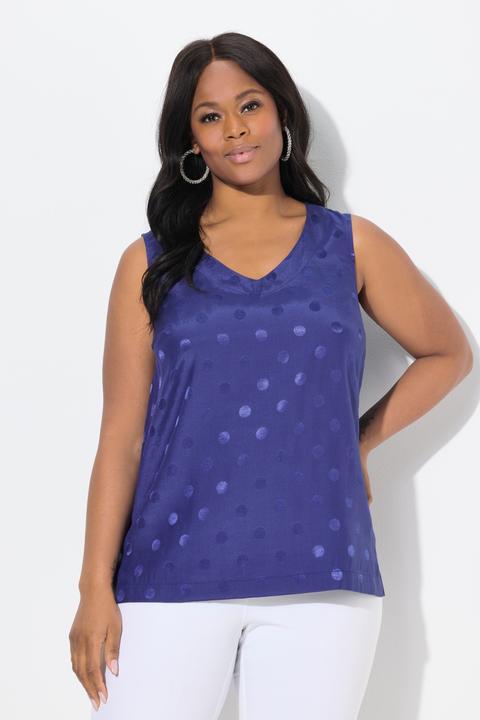 Immagine prodotto Ulla Popken Top smanicato in jacquard a puntini con scollo a V (46, 48)