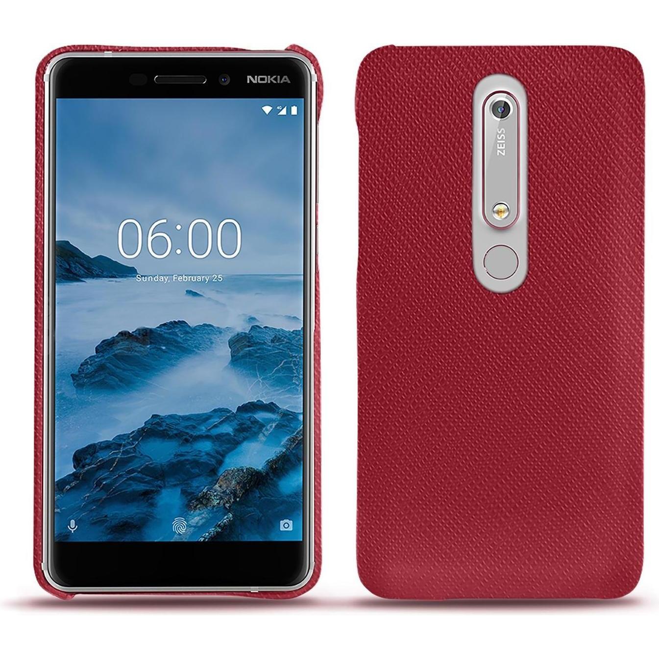 Noreve Lederschutzhülle (Nokia 6 (2018)), Smartphone Hülle, Rot