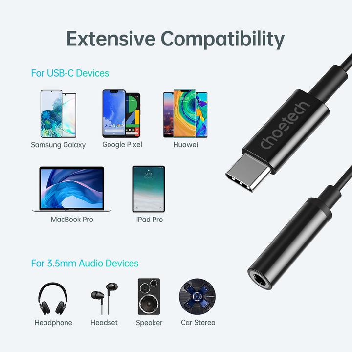 Actual product image Choetech 3.5mm jack - USB C (Jack adapter)