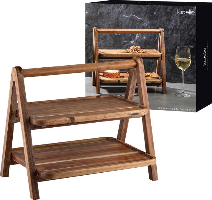 Actual product image Ladelle Gather acacia 2-storey serving tower