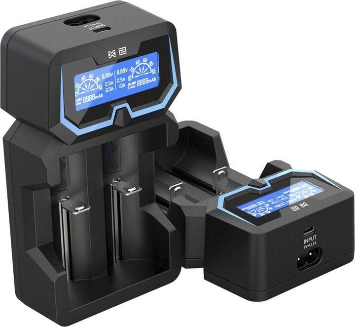 Productafbeelding Xtar X2 Lader (14500, 14650, 16340, 17500, 17670, 18350, 18500, 18650, 18700, 20700, 21700, 22650, 25500, 26650, AA, AAA, R14)
