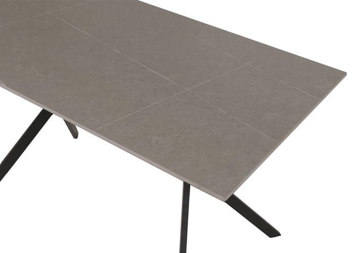 Image du produit Mendler Esszimmertisch HWC-O58, Sinterstein Metall, Marmor-Optik 120cm – grau