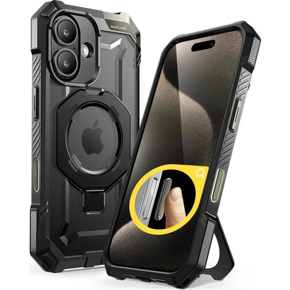 Supcase Ub Grip Mag Magsafe Iphone 16 Black (Apple iPhone 16), Smartphone Hülle, Schwarz