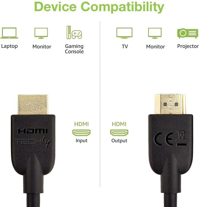 Actual product image Techly HDMI 4K 60Hz High Speed Connection Cable with Ethernet black 1m (1 m)