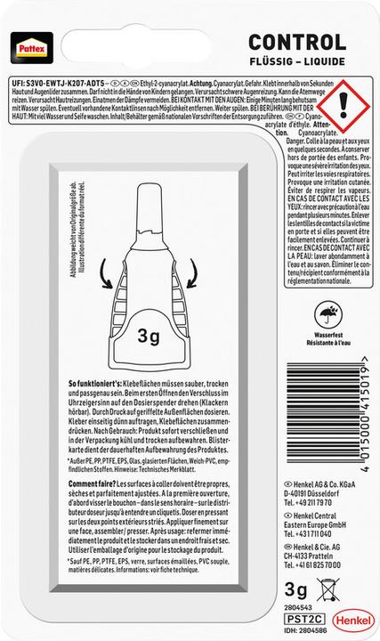 Produktbild Pattex Sekundenkleber Flüssig Contol (3 g)
