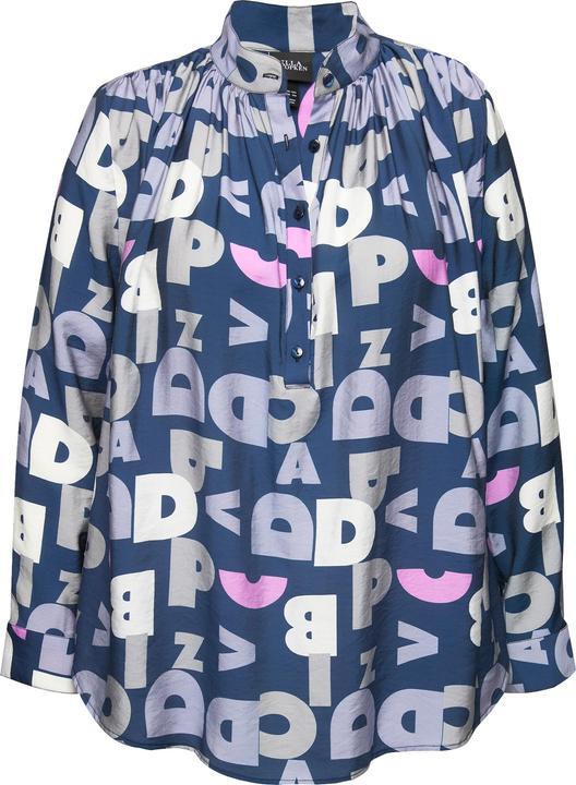 Produktbild Ulla Popken Bluse, Buchstaben, Stehkragen, Langarm (54)