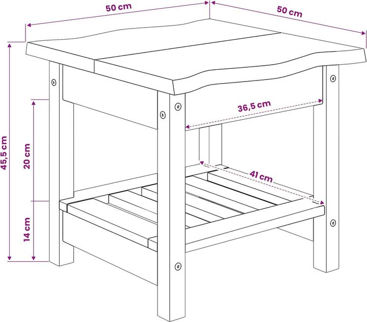 Actual product image vidaXL Beistelltisch (50 x 50 x 45.50 cm)
