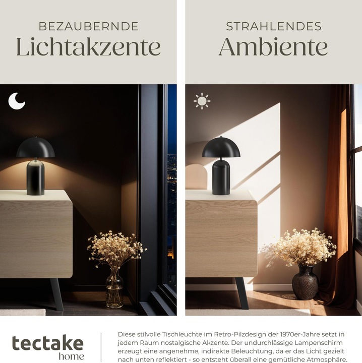 Produktbild tectake Kleine Retro-Tischlampe Altea, Pilzdesign, 40W (E14)