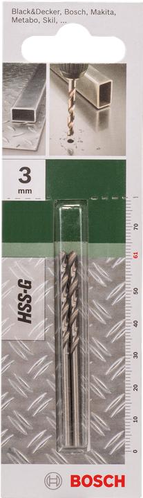 Produktbild Bosch Zubehör Metallbohrer HSS-G, DIN 338 D= 3,0 mm L= 61 mm (3 mm)