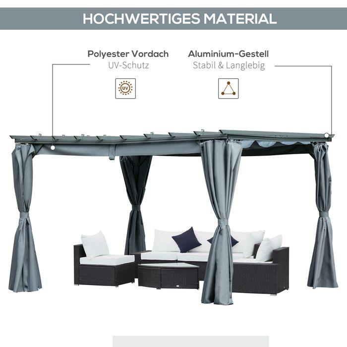 Actual product image Swisshandel24 Pergola gazebo with adjustable fabric roof polyester steel grey 3.6 x 3 x 2.27 m (300 cm, 360 cm)