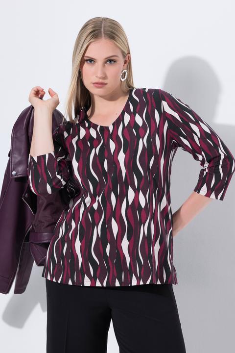 Actual product image Ulla Popken Shirt, Wellen, Classic, V-Ausschnitt, 3/4-Arm (62)