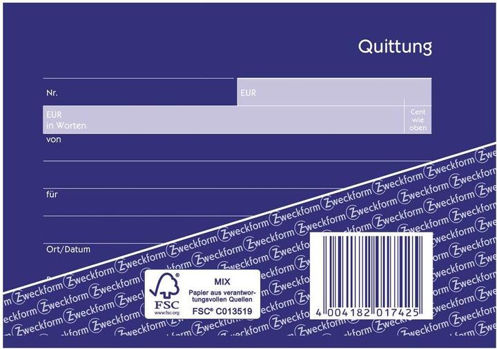 Avery Quittung Kleinunternehmer ohne MwSt., A6 quer (40 x)