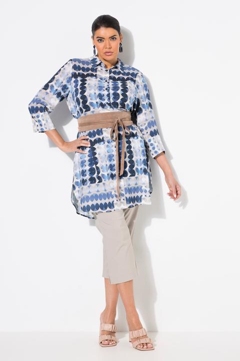Actual product image Ulla Popken Geometric Print Button Down Tunic Blouse (42, 44)
