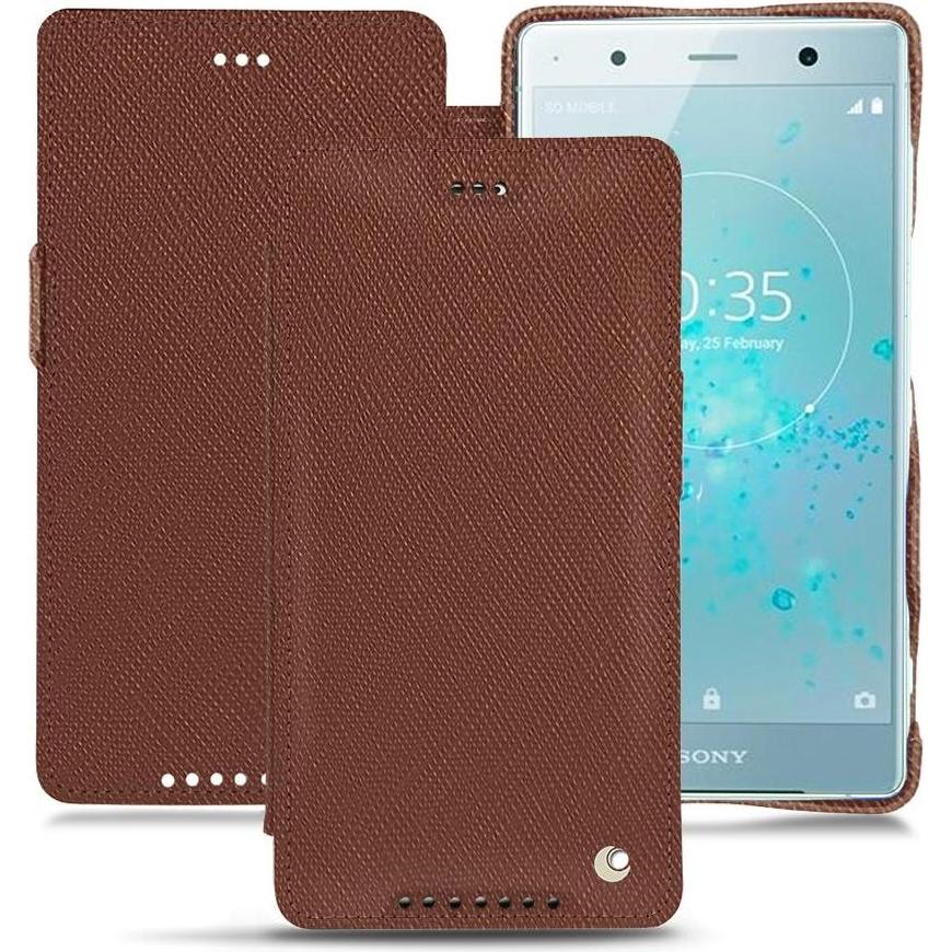 Noreve Lederschutzhülle horizontal (Sony Xperia XZ2 Premium), Smartphone Hülle, Braun