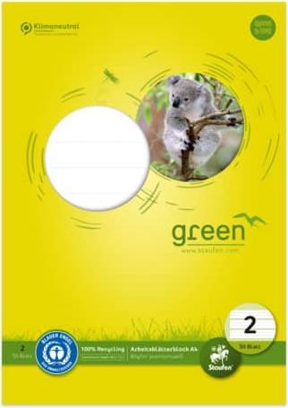 Actual product image Staufen Working pad green DIN A4 ruled 2nd school year (A4, Lined, No binding)