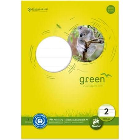 Staufen, Heft + Block, Arbeitsblock green DIN A4 liniert Lineatur 2. Schuljahr (A4, Speziallineatur, Harter Einband)