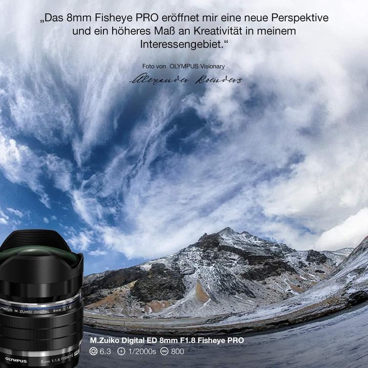 Productafbeelding Olympus OM System m.Zuiko PRO 8mm F1.8 FishEye (Micro Vier Derde)