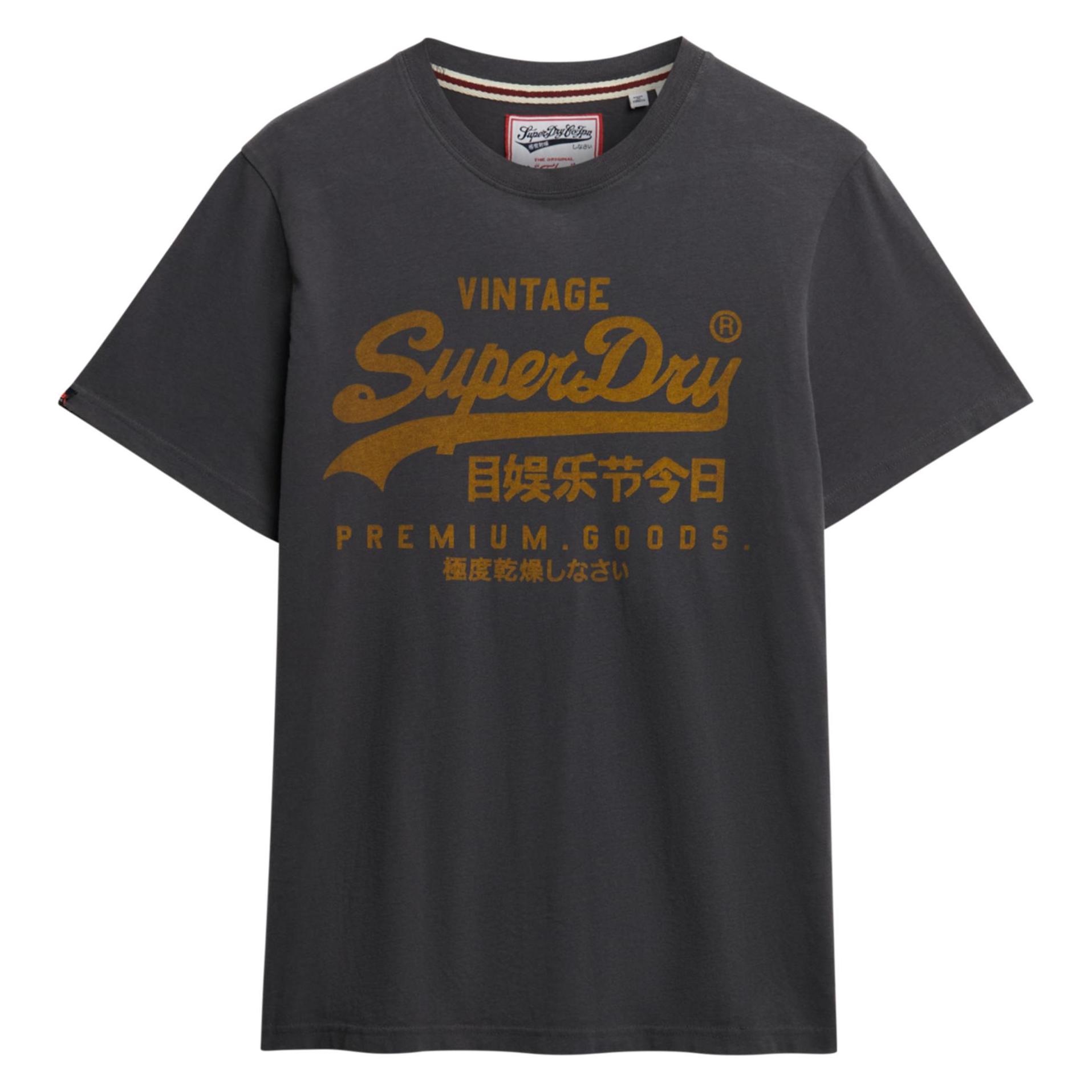 Superdry, Herren, Shirts, Klassisches Vintage T-Shirt Mit Logo, Grau, (S)