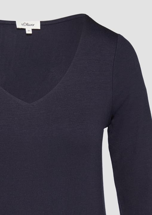 Produktbild S.Oliver T-Shirt T-Shirt aus Lyocell im Slim Fit mit 3/4-Ärmeln (42)