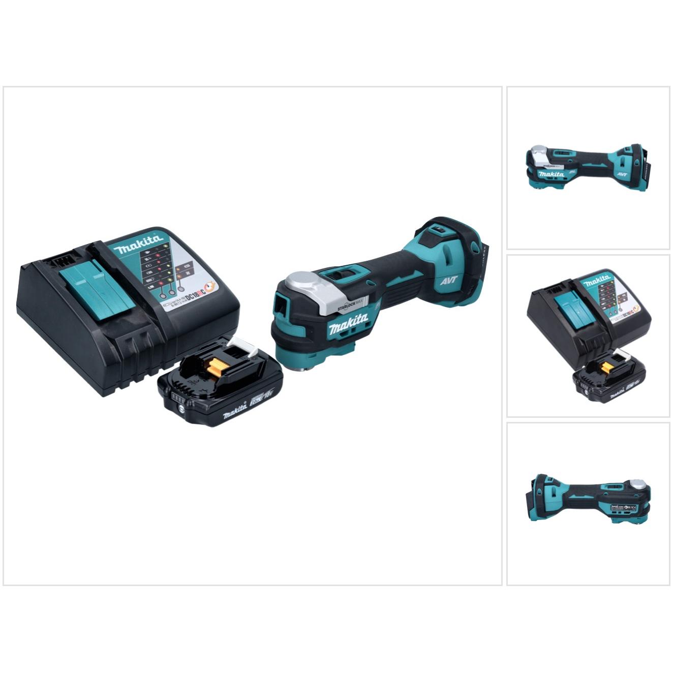 Makita, Multifunktionswerkzeug, DTM 52 RA1 Akku Multifunktionswerkzeug 18 V Starlock Max Brushless + 1x Akku 2,0 Ah + La...