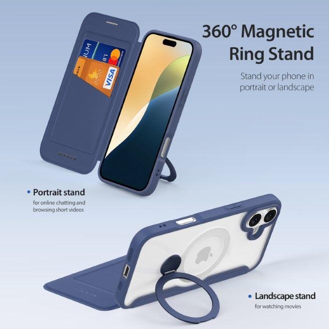 Produktbild Dux Ducis Skin X Pro 360° Ring Stand Series Lederhülle (Apple iPhone 16 Plus)