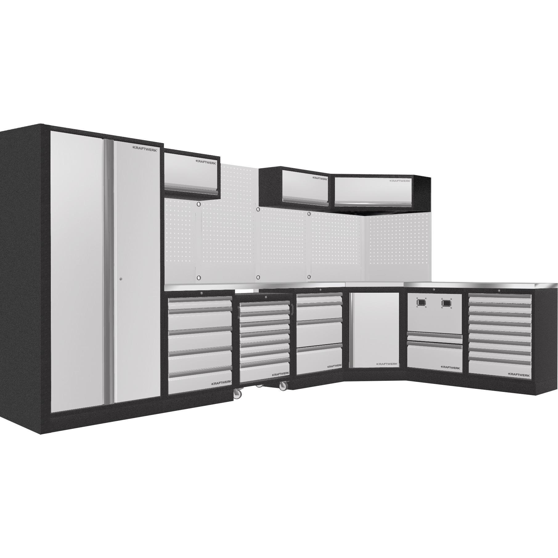 Kraftwerk, Werkstattschrank, Mobilio 7er Kombi Werkstatt-Schrankwand Edelstahl (48.80 cm, 200 cm)