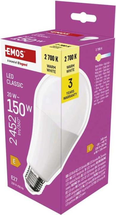 Produktbild Emos LED Lampe Classic A80 / E27 / 20 W (150 W) / 2452 lm / Warmweiss (E27, 20 W, 2452 lm, 1 x, E)