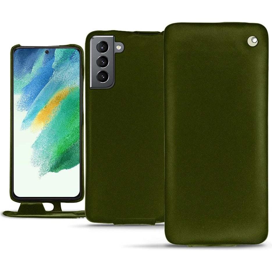 Noreve Lederschutzhülle vertikal (Samsung Galaxy S21 FE), Smartphone Hülle, Grün