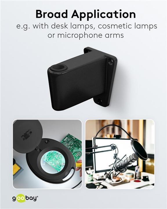 Immagine prodotto Goobay Supporto a parete per lampade d'ingrandimento con braccio articolato, nero