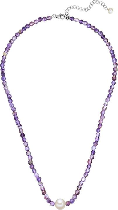 Immagine prodotto Valero Pearls Donna Argento Sterling Ametista Perle d'acqua dolce coltivate Argento 40,0 cm Collana base + 5,0 cm (Argento 925/-, 40 - 45 cm)