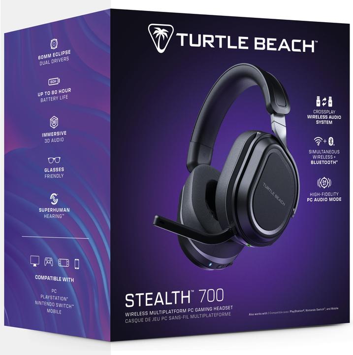 Image du produit Turtle Beach Casque gaming amplifié multiplateforme sans fil Stealth 700 pour PC, PS5, PS4 et mobile - Audio 24 b (Sans fil)