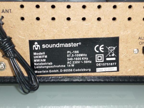Actual product image Soundmaster Pl186h (Manual)