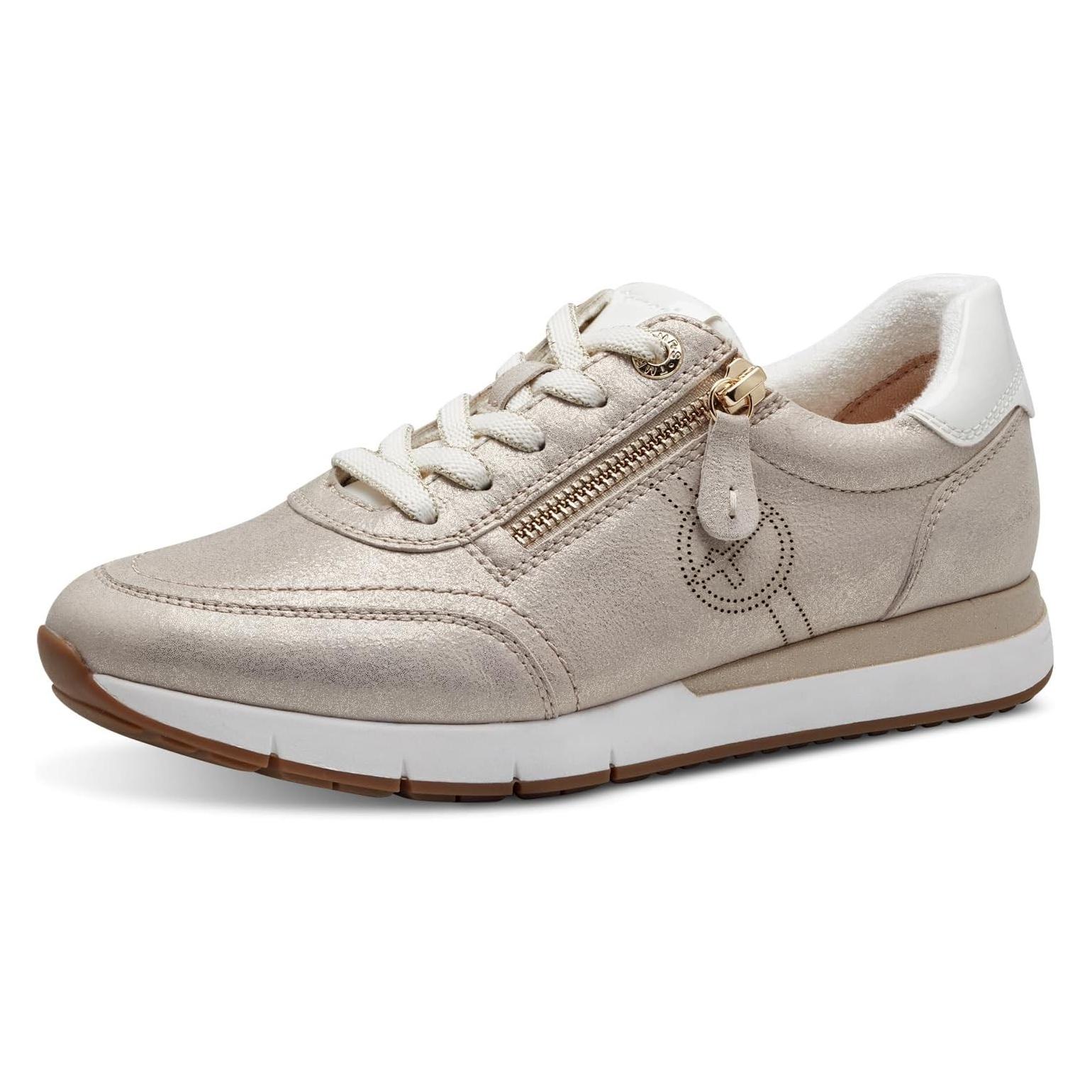 Tamaris, Vrouwen, Sneakers, Comfort Essentials Dames Sneakers - Beige Glam - Maat 36, Beige, (36)