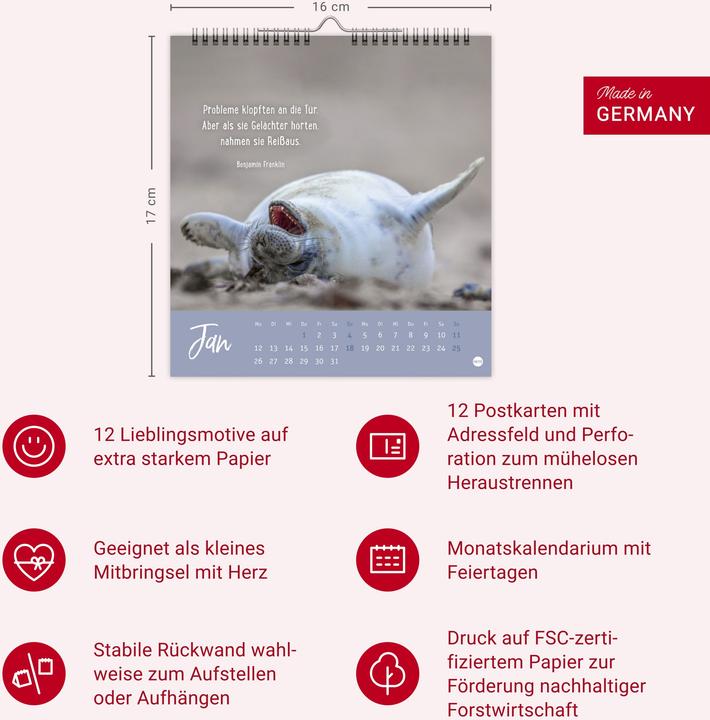 Produktbild Never give up! Postkartenkalender 2026 - Durchhalten. Denn alles wird gut (Deutsch)