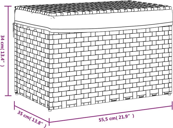 Produktbild VidaXL Wäschekorb mit Deckel Grau 55,5x35x34 cm Poly