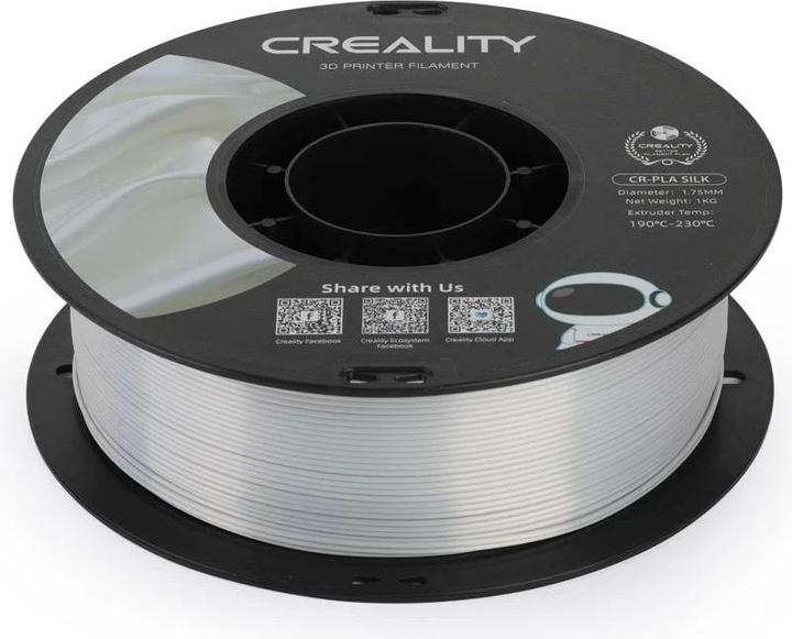 Immagine prodotto Creality Filamento PLA, Silk Silver, 1,75 mm, 1 kg (PLA, 1.75 mm, 1000 g, Argento)