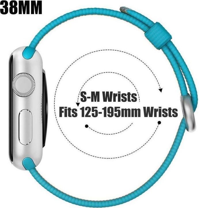 Actual product image Hermex Apple Watch 44mm / 42mm Nylon Fabric Strap Buckle with Mandrel BLUE Skyblue (42 mm, 44 mm, Nylon fabric)