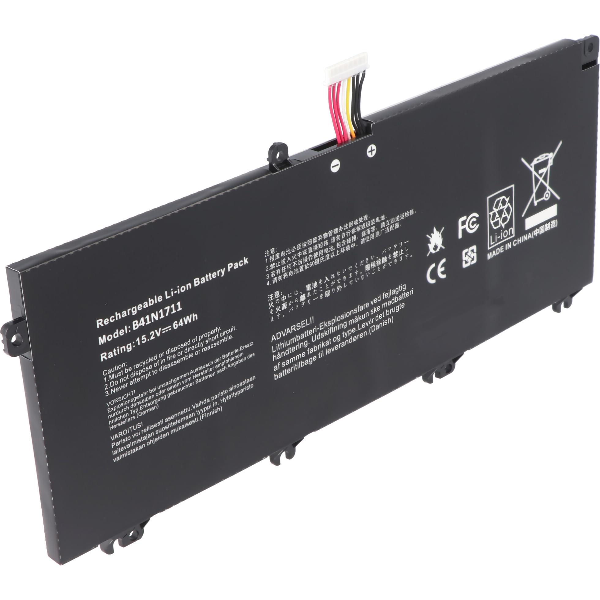 AccuCell Akku passend für ASUS FX503VM Li-Polymer 15,2V, 4240mAh, 64Wh schwarz (4240 mAh), Notebook Akku