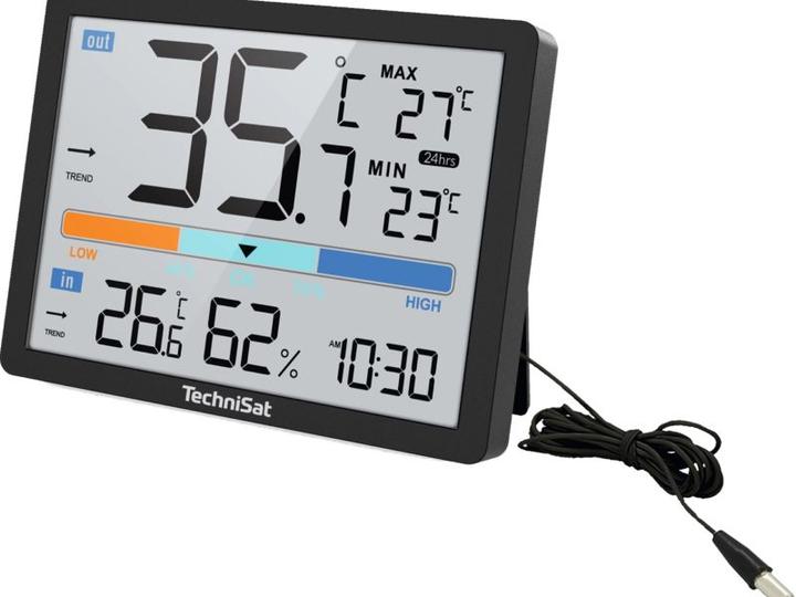 TechniSat IMETEO 110 schwarz / Wetterstation / LCD-Display / Temperatur / Luftfeuchtigkeit / CR2032
