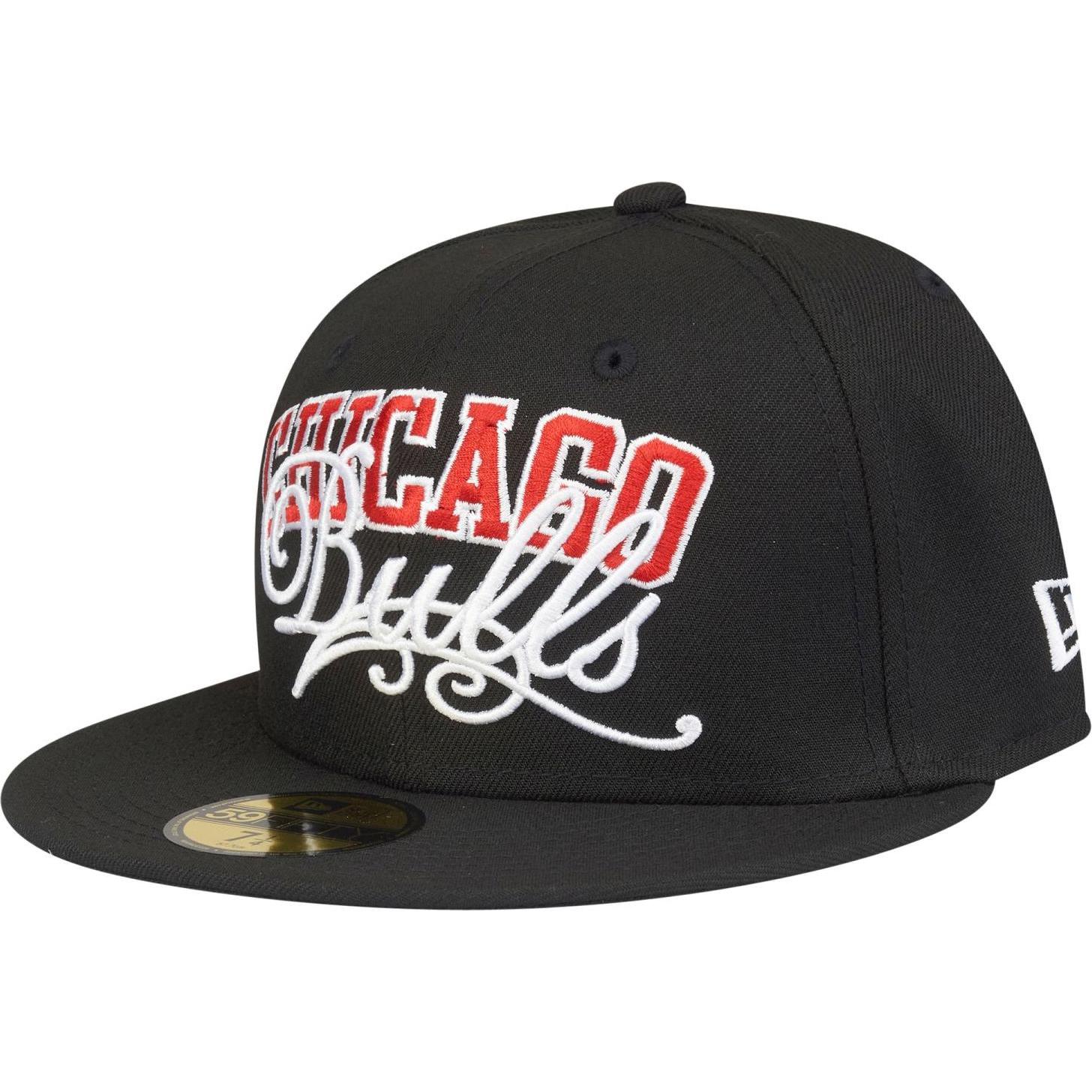 New Era, Herren, Cap, 59Fifty Fitted Cap - SCRIPT Chicago Bulls - 7 1/4, Schwarz, (7 1/4)