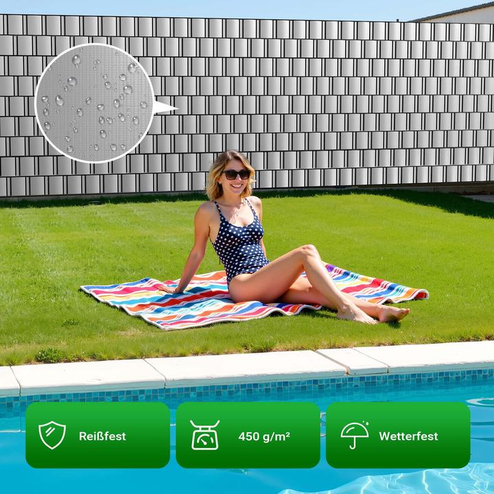 Produktbild Wiltec Sichtschutz Streifen 35mx19cm PVC 450g/m² 20 Clips Zaunfolie Zaunschutz