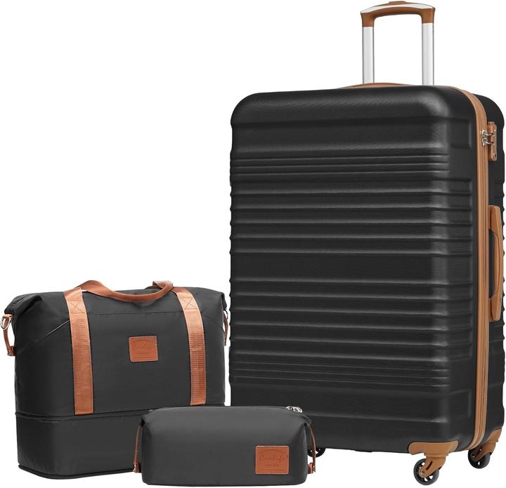 Coolife 3-teiliges Koffer-Set Essentials mit Reisetasche & Kulturtasche (113 l)