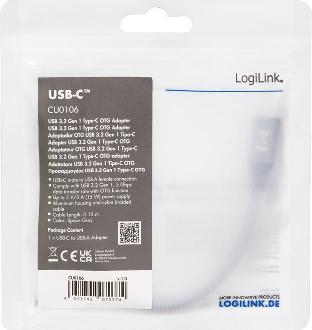 Produktbild LogiLink USB C – USB A (0.15 m, USB 3.2 Gen 1)