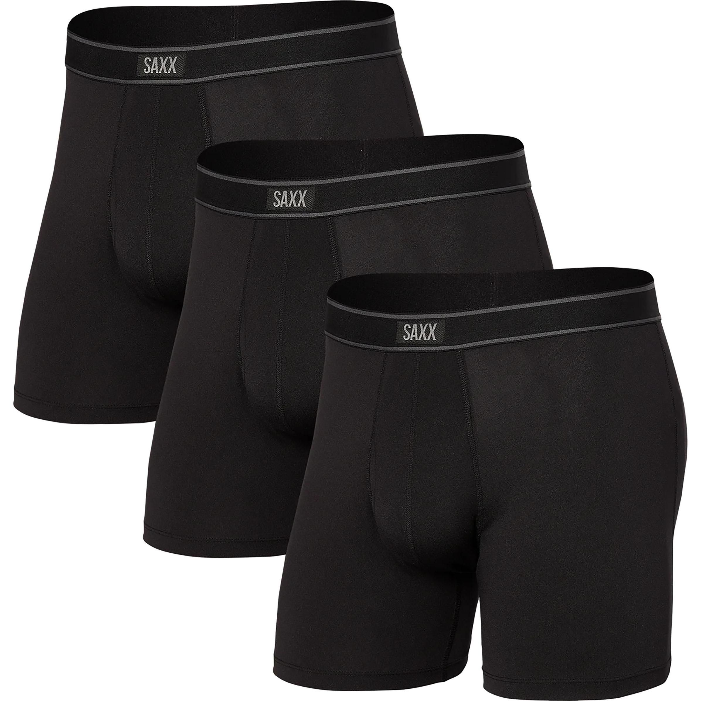 SAXX, Herren, Funktionsunterhose, Daytripper Boxer Brief Fly 3-Pack (M), Schwarz, M