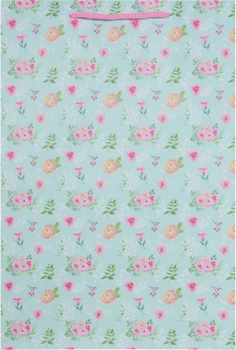 Actual product image Idena Geschenktasche Blumen Kraftpapier 140g/m² blau 25x34,5x8,5cm