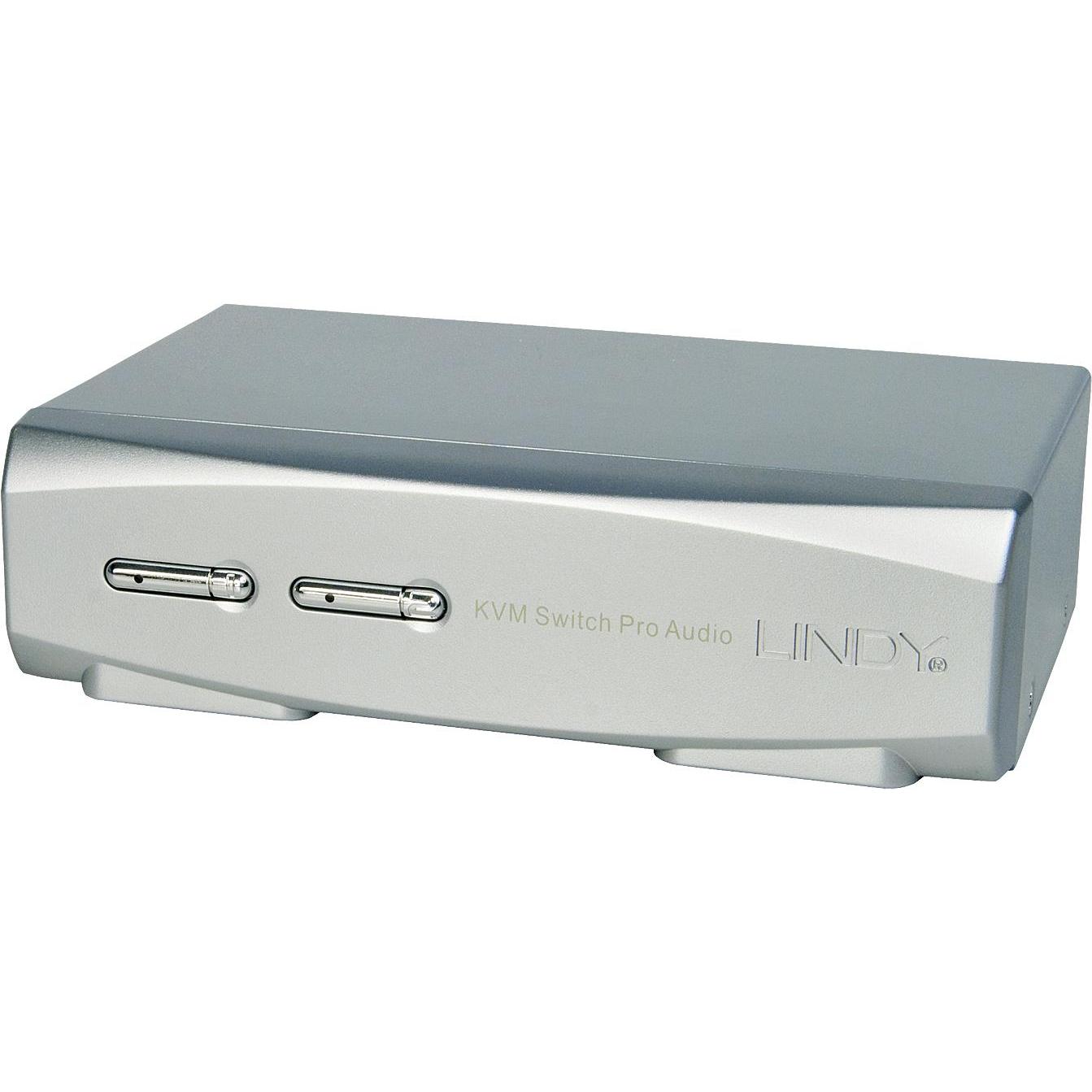 Lindy 2 Port DisplayPort 1.2 KVM Switch Pro Audio USB 2.0, KVM Switch, Silber